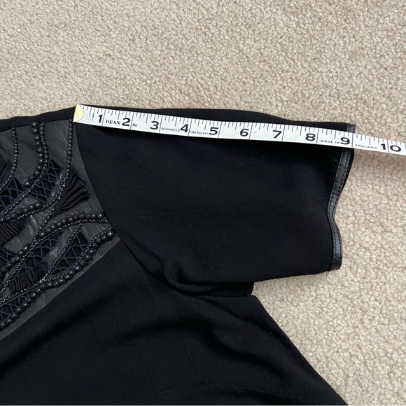 Lafayette 148 New York Black Tunic Top Woven Leather + Beading Details - Picture 10 of 12